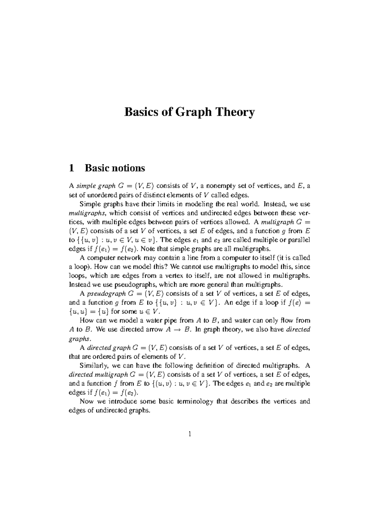 Basic Graph Theory 1: Key Concepts and Definitions - Studocu