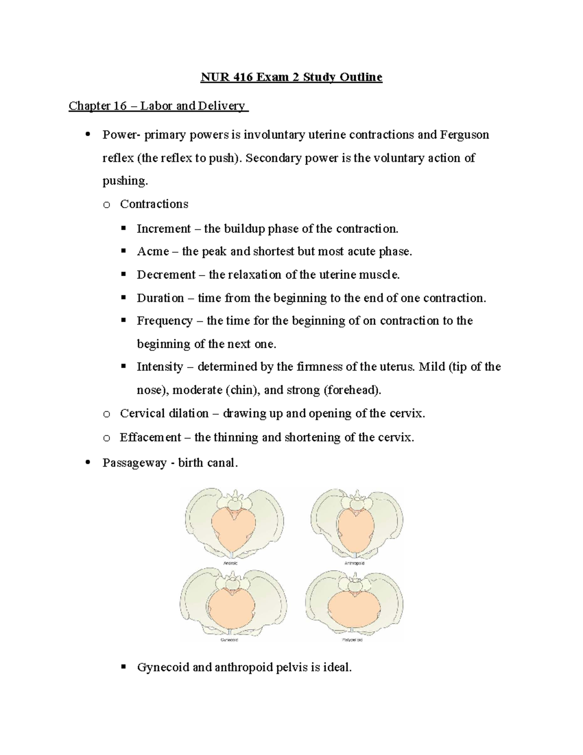 NUR 416 Exam 2 Study Guide: Labor, Delivery, and Postpartum Care - Studocu