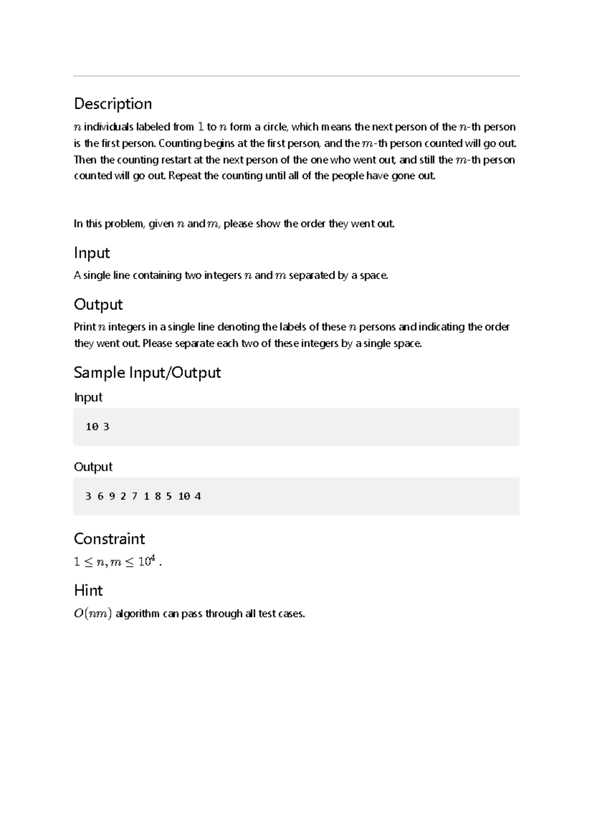 B - Midterm Exam: Josephus Problem Analysis and Solution - Studocu