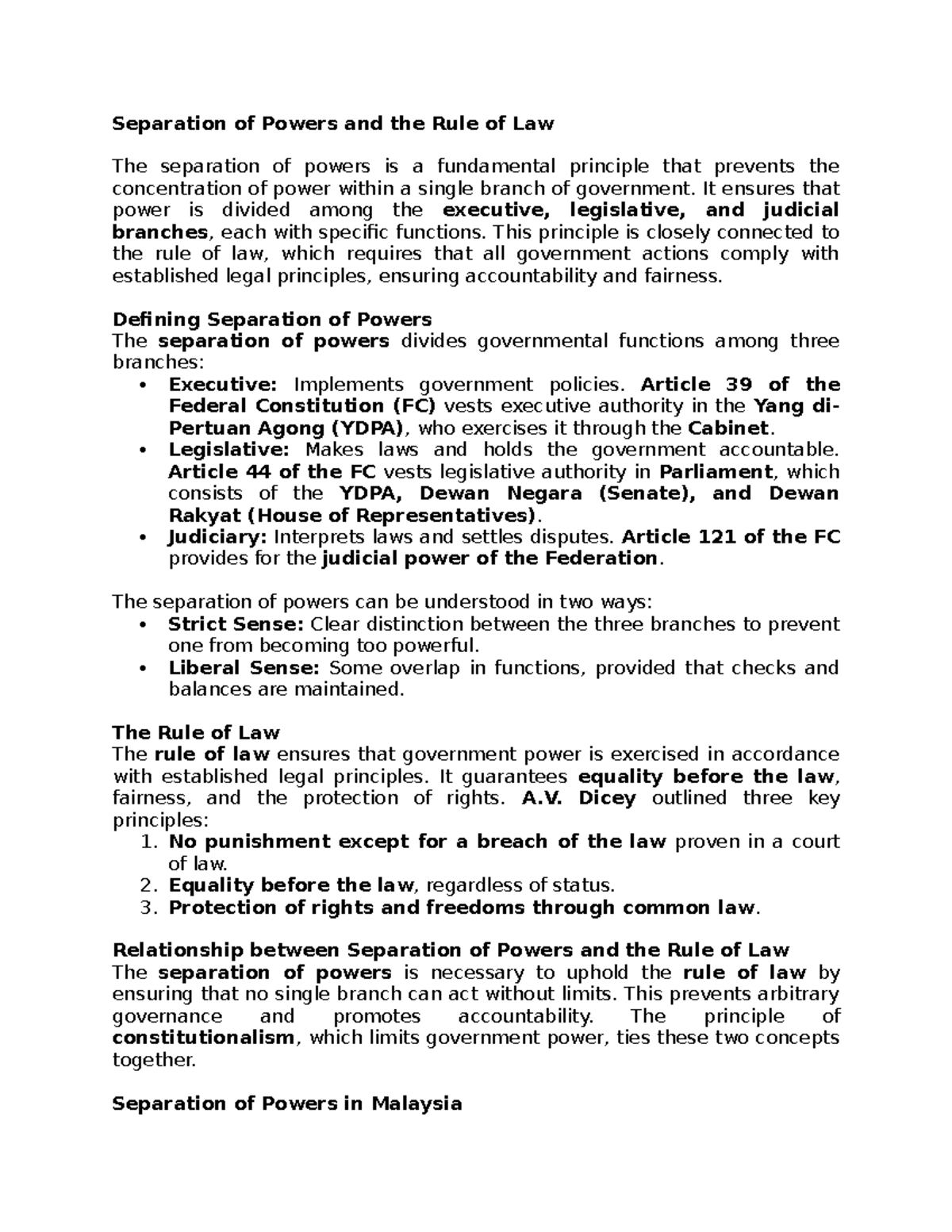 SOP & ROL: Understanding Separation of Powers in Malaysia's Governance ...