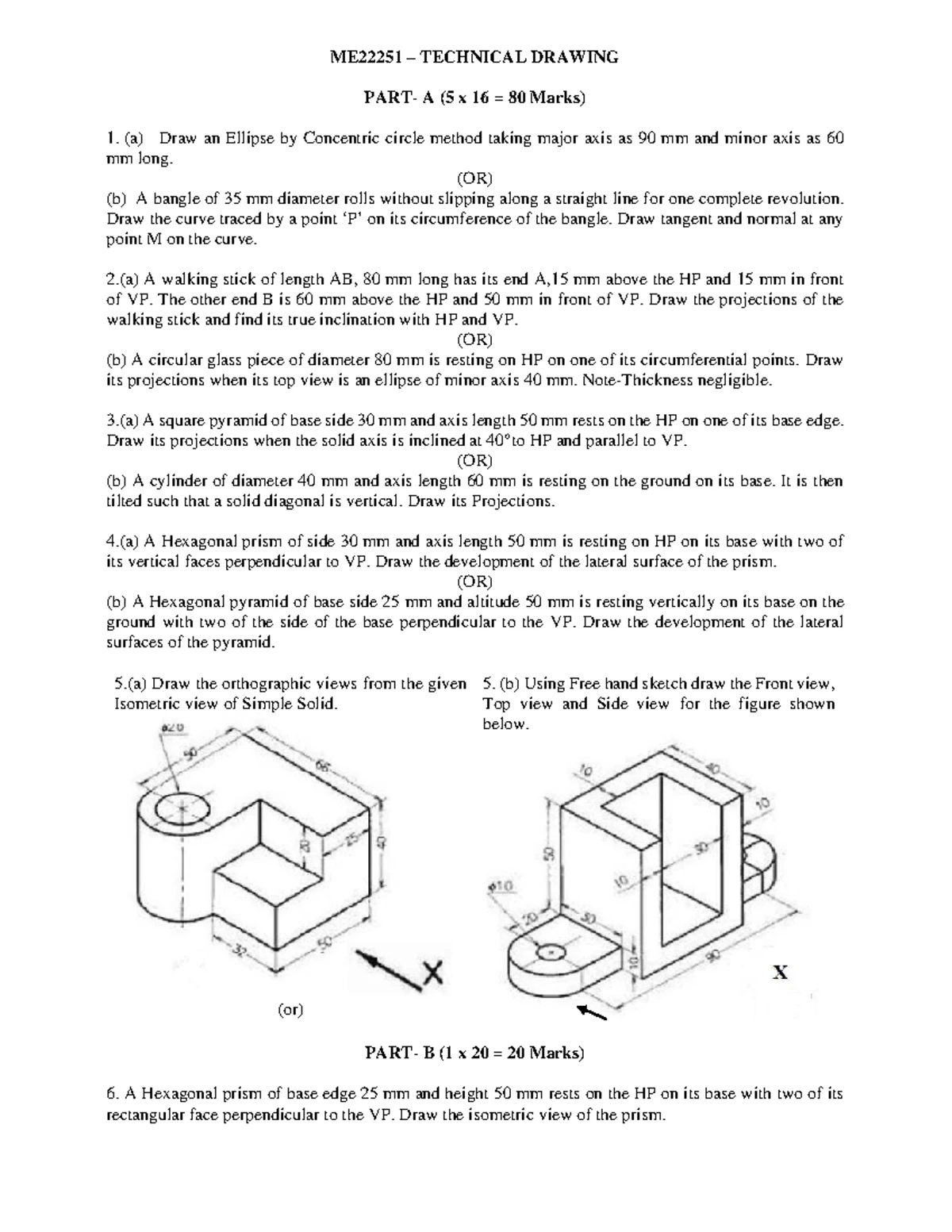 ME22251 - Technical Drawing Set 4A: Projections & Developments - Studocu