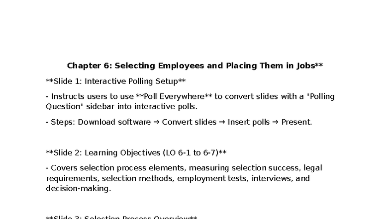 HRM Final: Chapter 6 - Employee Selection & Development Strategies ...