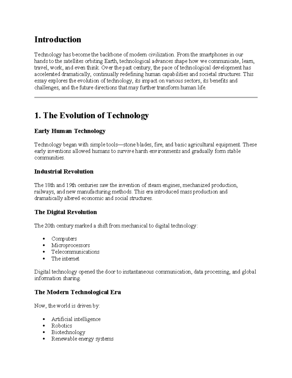 ENG 101: The Evolution and Impact of Technology on Society - Studocu