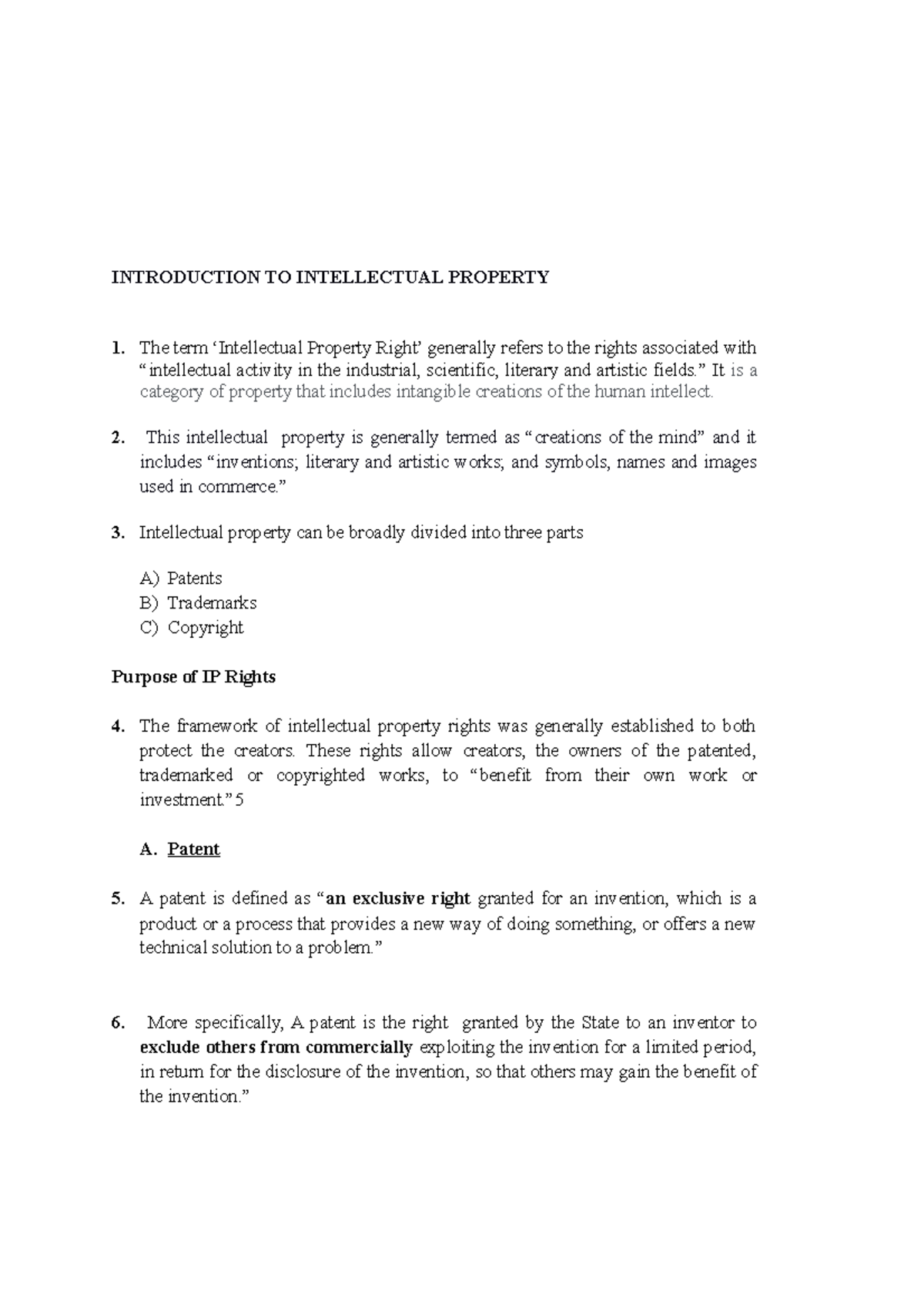 Intellectual Property Rights Overview: Patents & Legal Framework - Studocu