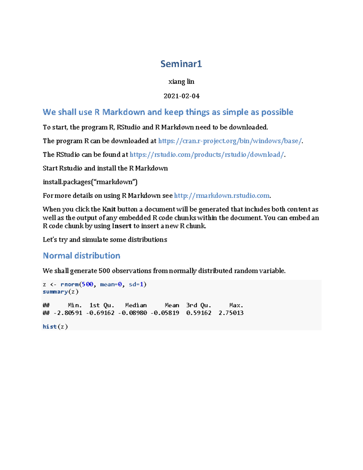 R Seminar - Introduction to R Markdown and Data Analysis Techniques ...