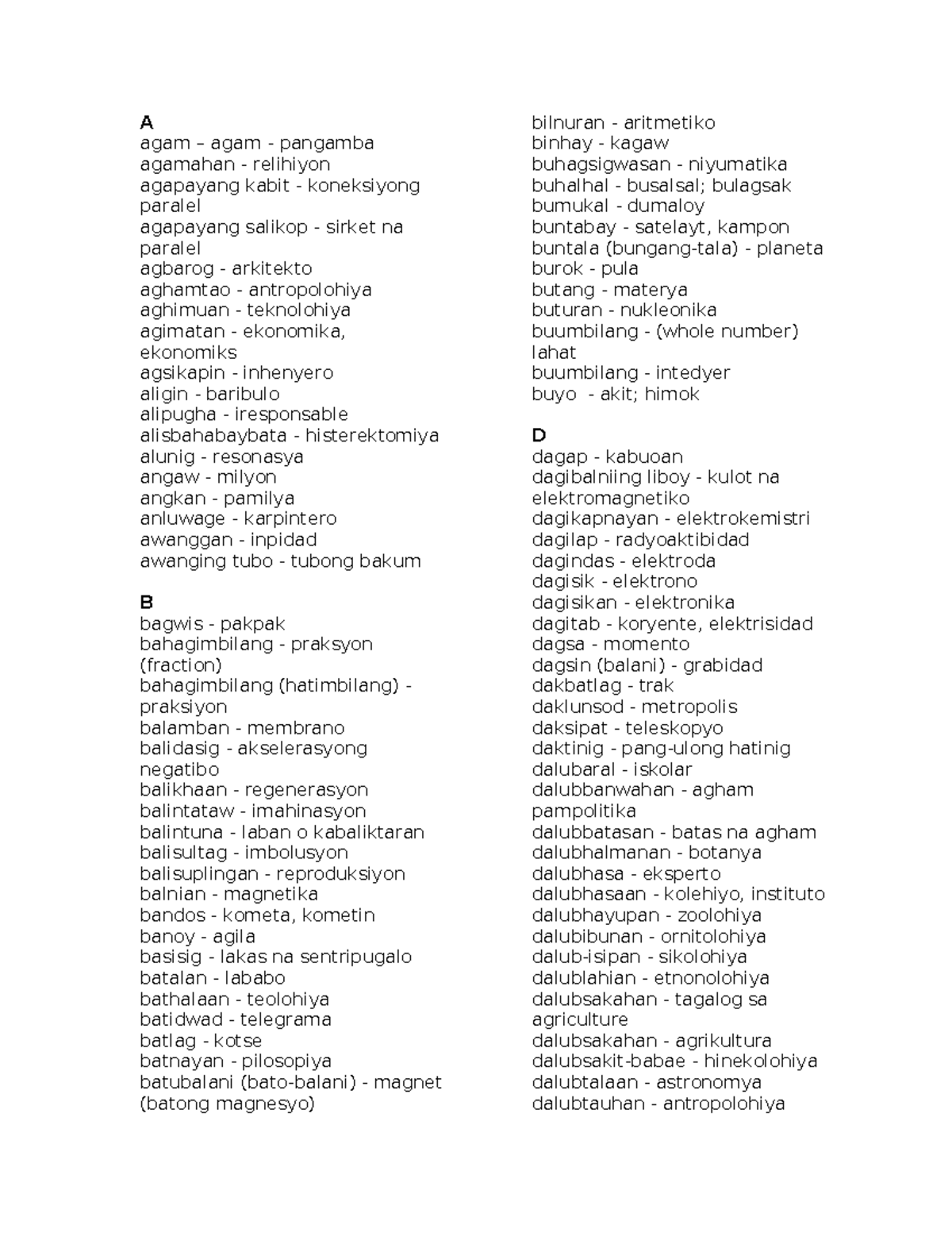 [Filipino] Talasalitaan - Listahan ng mga Terminolohiya at Kahulugan ...