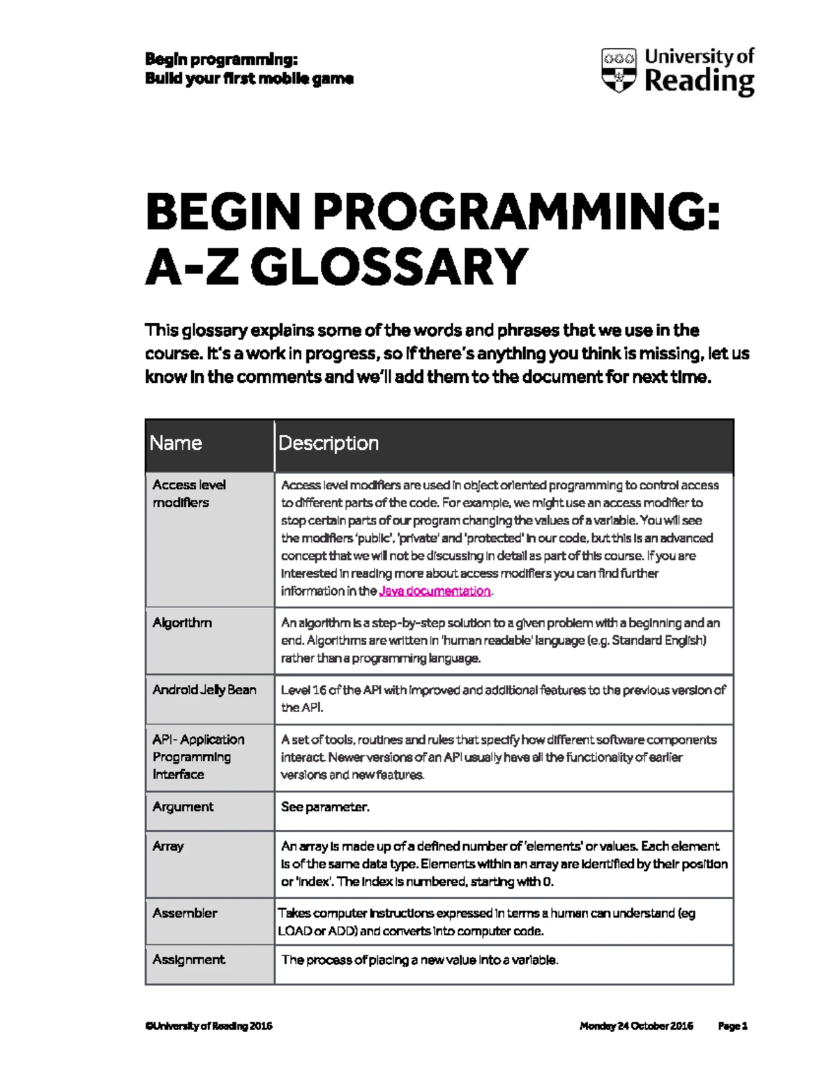 CW1 CS1OP - Programming Module Summative Coursework Guidelines - Studocu