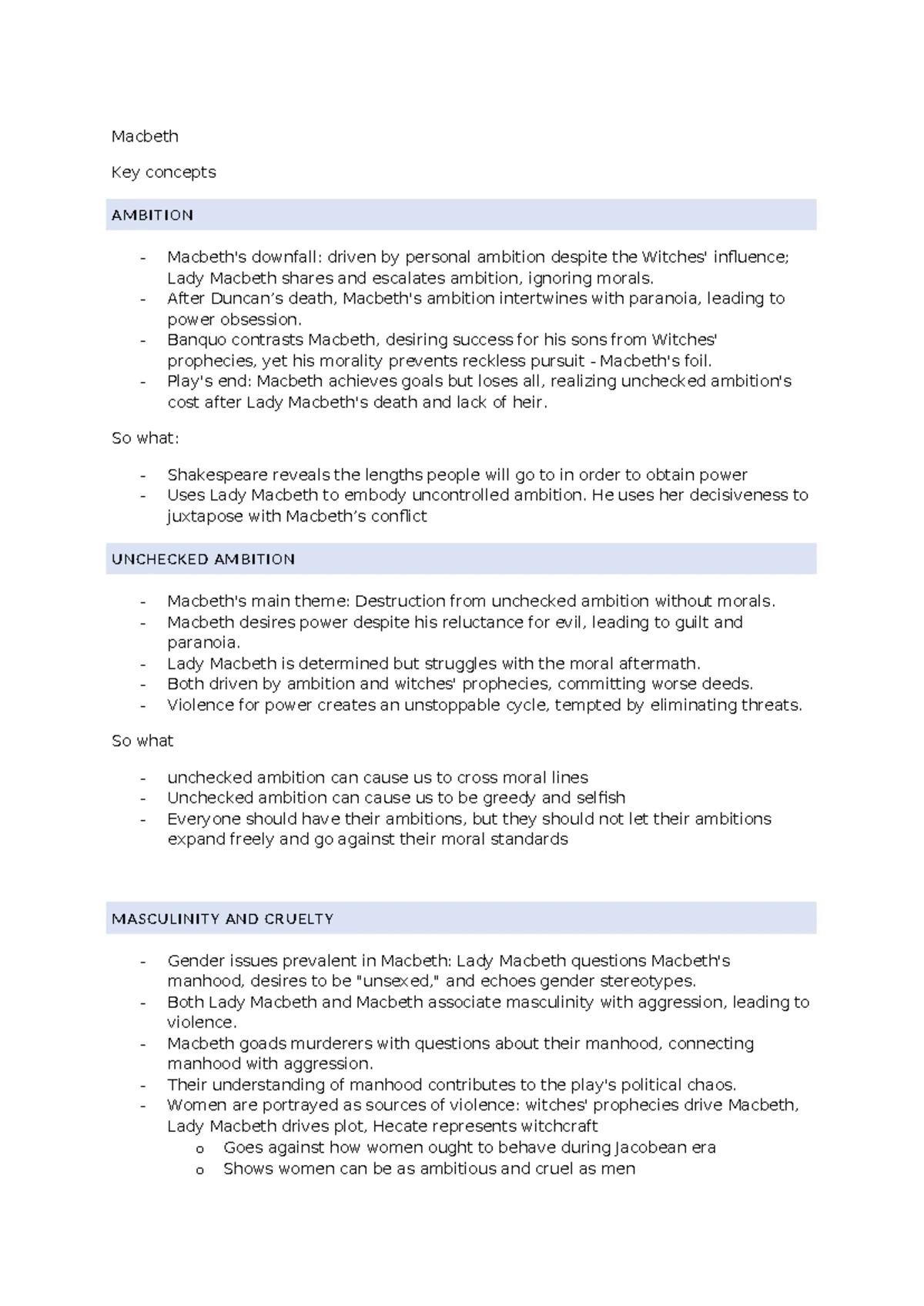 Character Analysis Table - Banquo (ENG 101) - Studocu