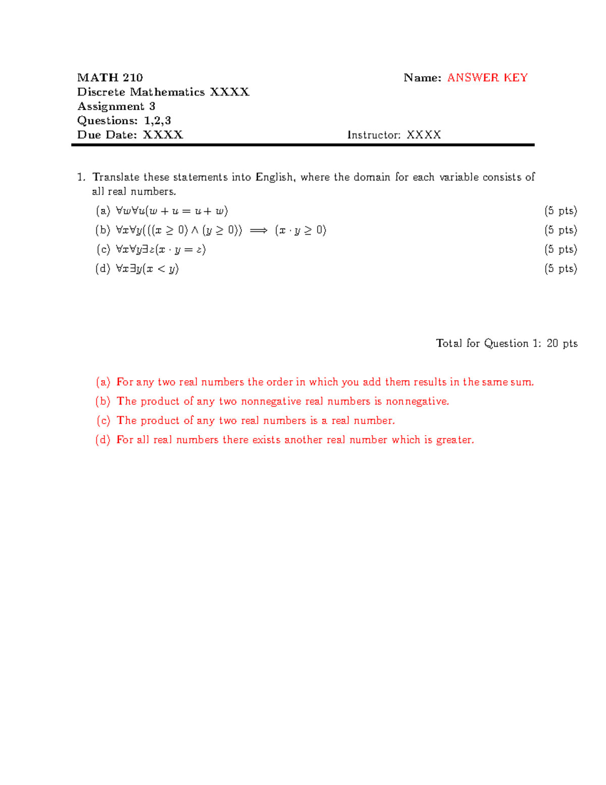 Assignment+3+Answer+Key - MATH 210 Name: ANSWER KEY Discrete ...