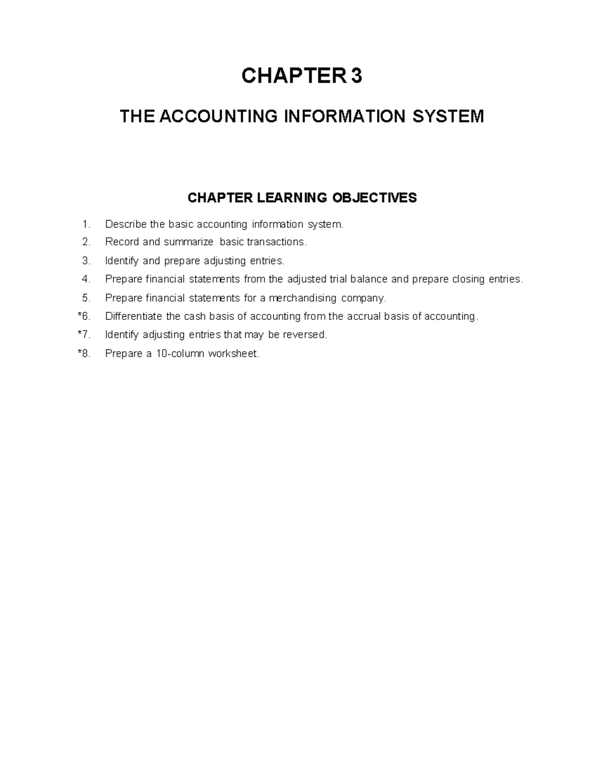 CHAPTER 3: ACCOUNTING INFORMATION SYSTEM - LEARNING OBJECTIVES & TEST ...