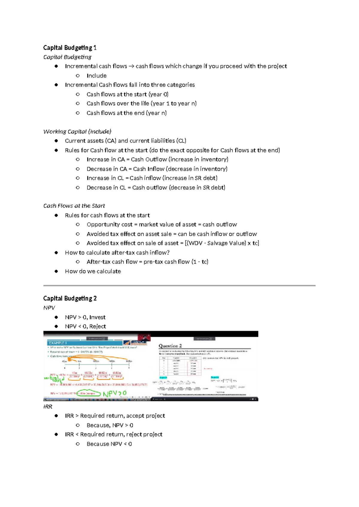 Capital Budgeting Cheat Sheet: Incremental Cash Flows & NPV Analysis ...