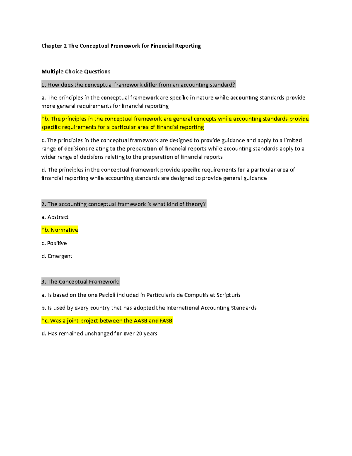 Exam Q&A: Chapter 2 - Conceptual Framework for Financial Reporting ...
