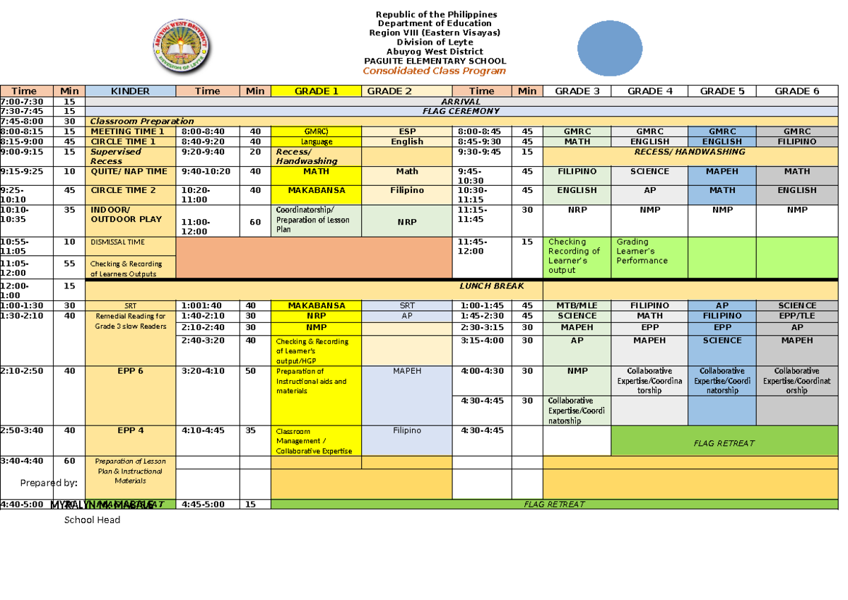 Consolidated Class Program 2024-2025 for Paguite Elementary School ...