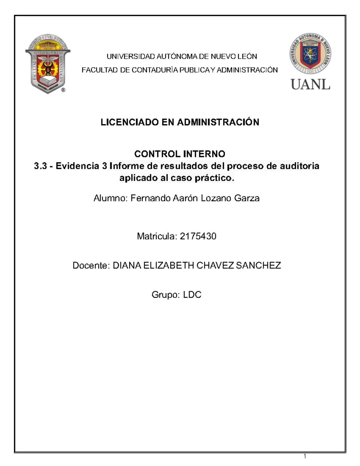 Control Interno 3.3: Informe de Auditoría en Bancolombia - Studocu
