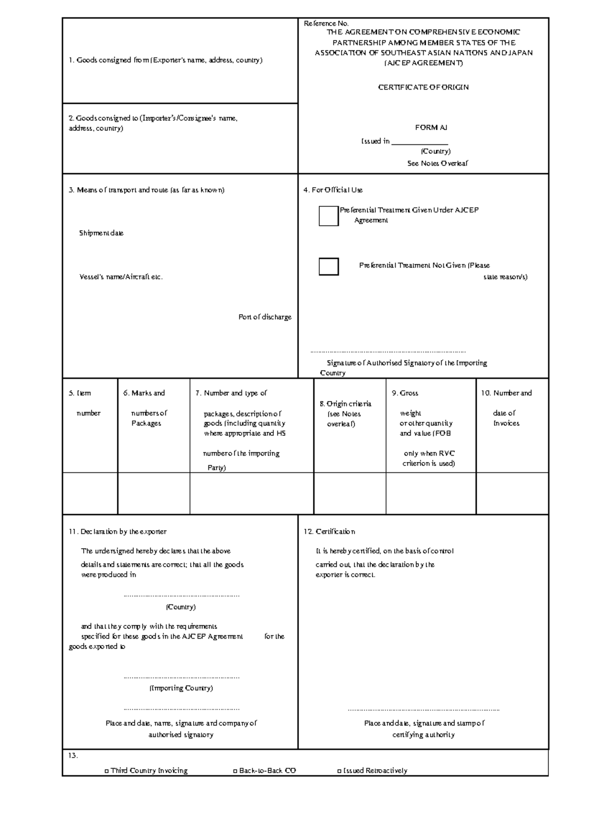 6 - AJ ASEAN.pdf - Goods consigned from (Exporter's name, address ...