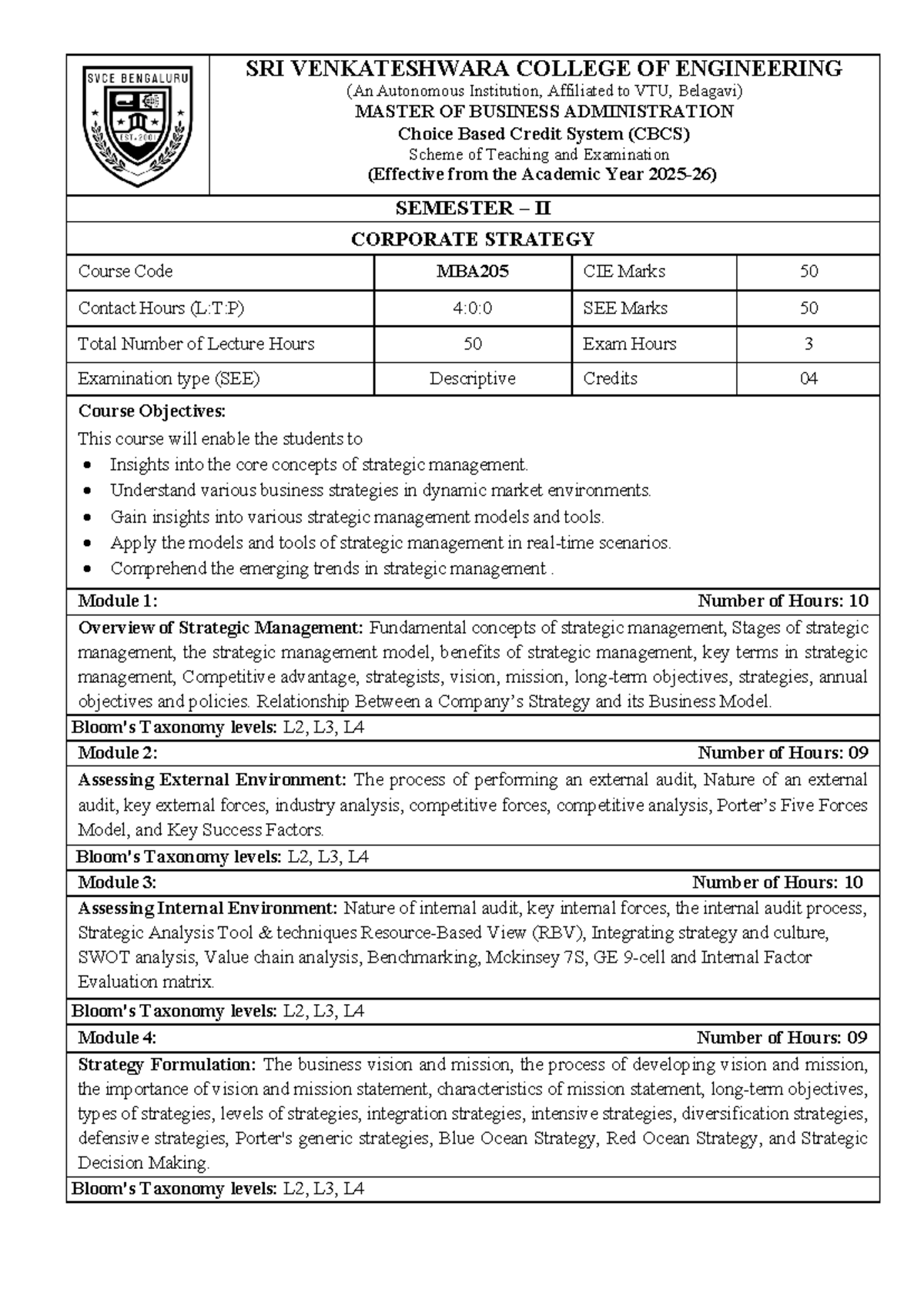 MBA205 Corporate Strategy Course Overview and Objectives - Studocu
