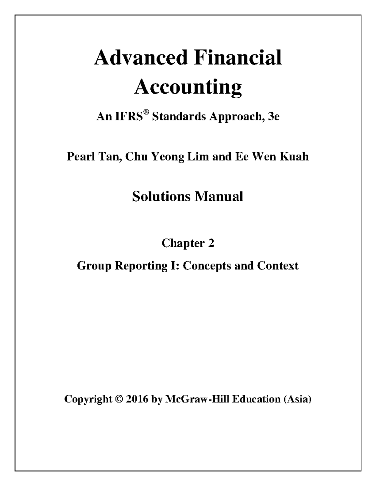 Advanced Financial Accounting (AFR) Chapter 2 Solutions Manual - Studocu