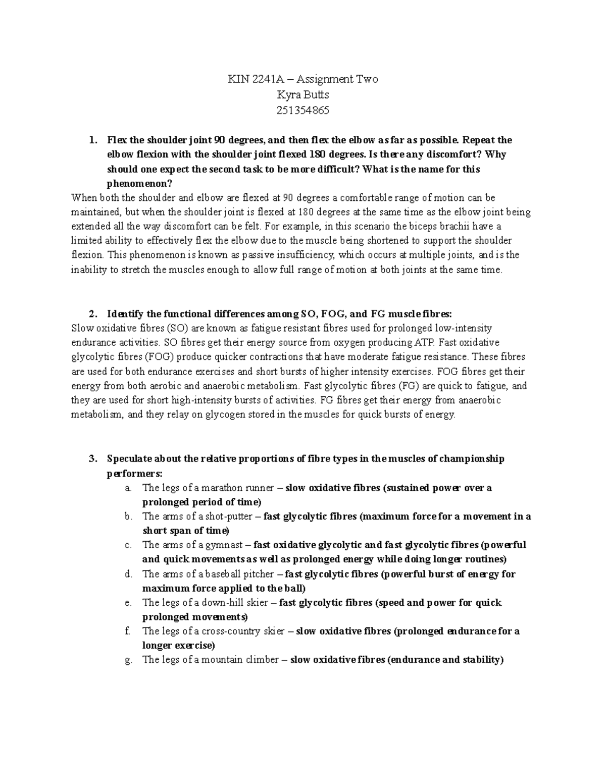 KIN 2241 Assignment Two 2024 - KIN 2241A – Assignment Two Kyra Butts ...