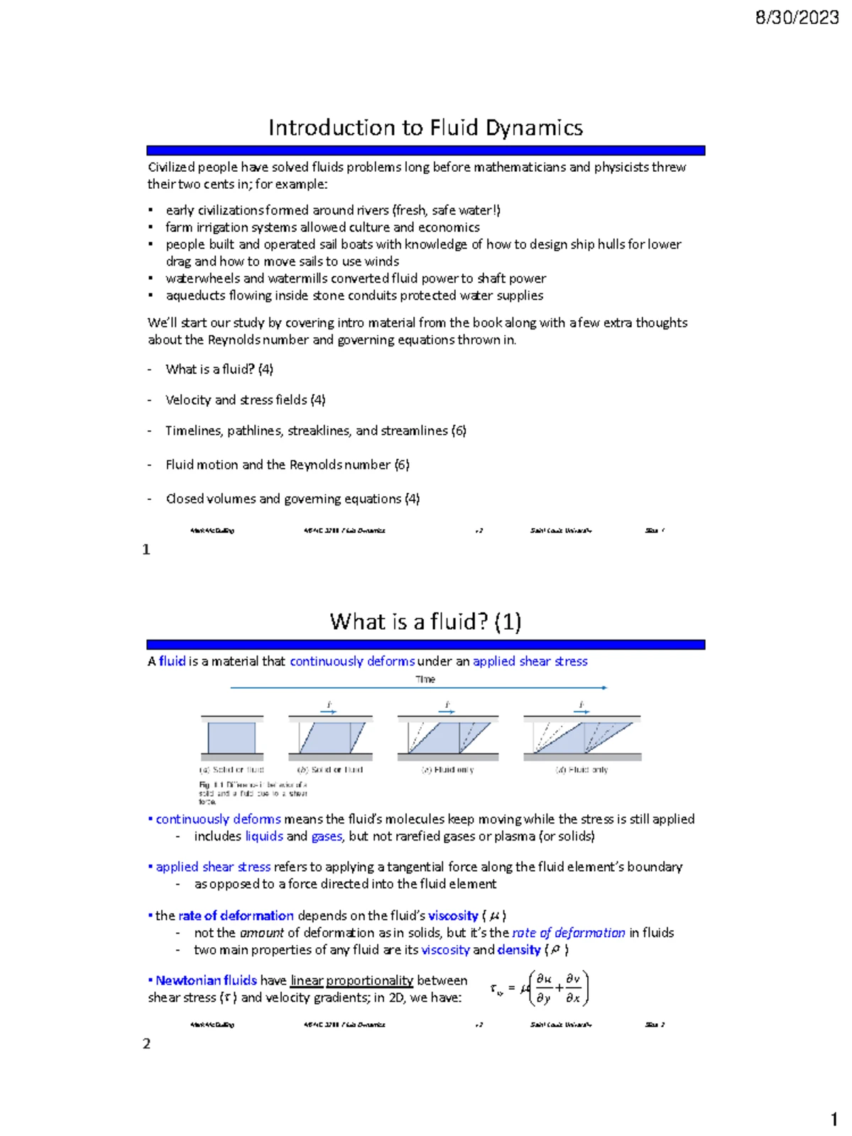 Fluid Dynamics: Key Concepts, Equations, and Homework Problems ...