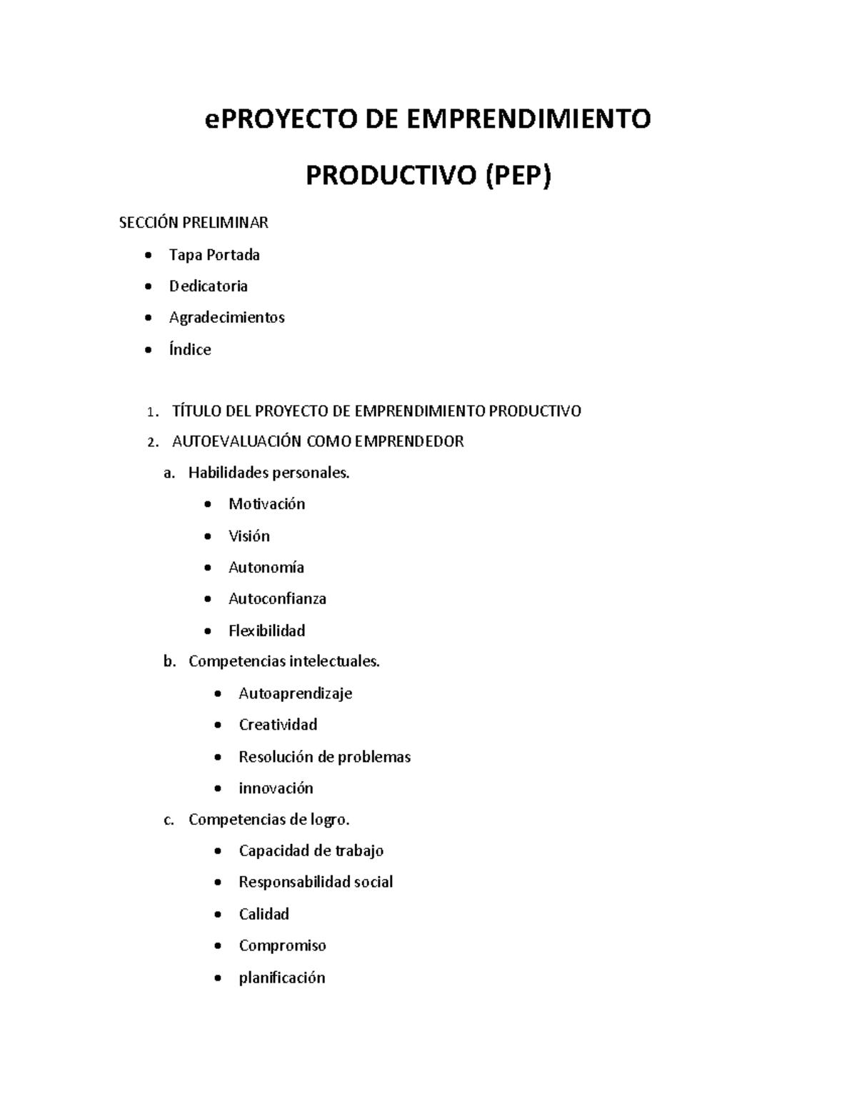 Proyecto de Emprendimiento Productivo PEP - Guía Completa - Studocu