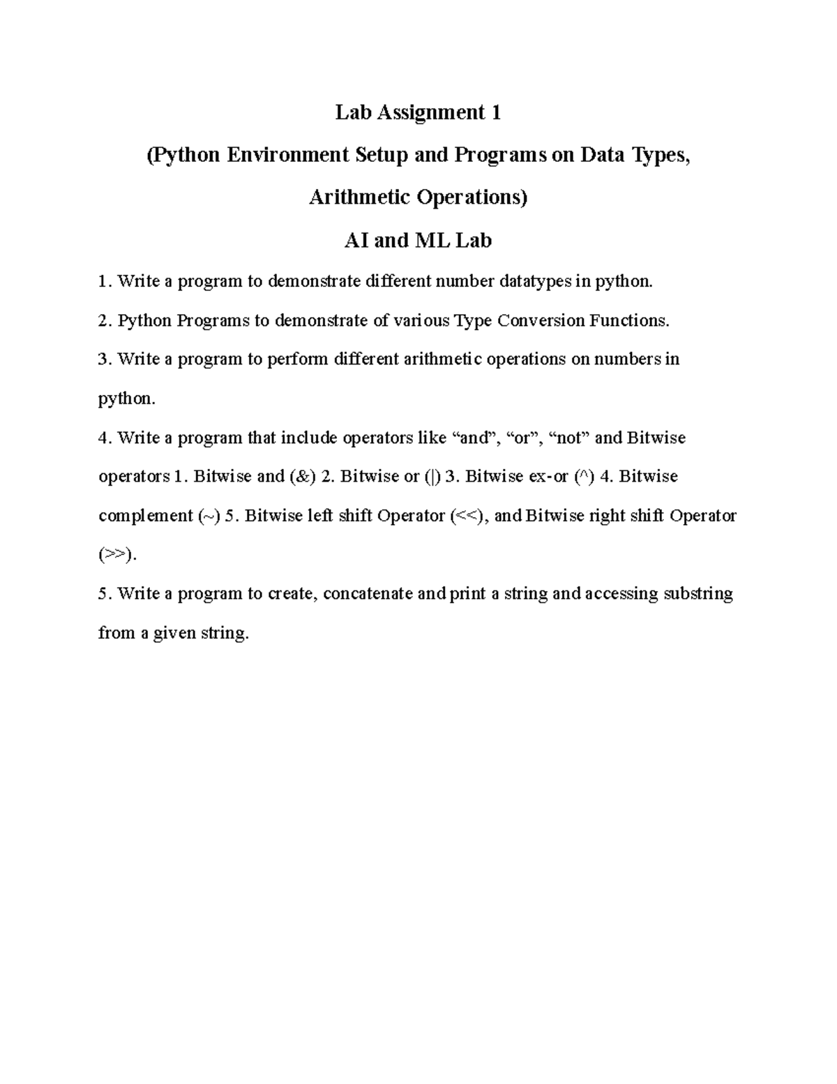 Lab assignment 1: Python environment setup and data types - Studocu