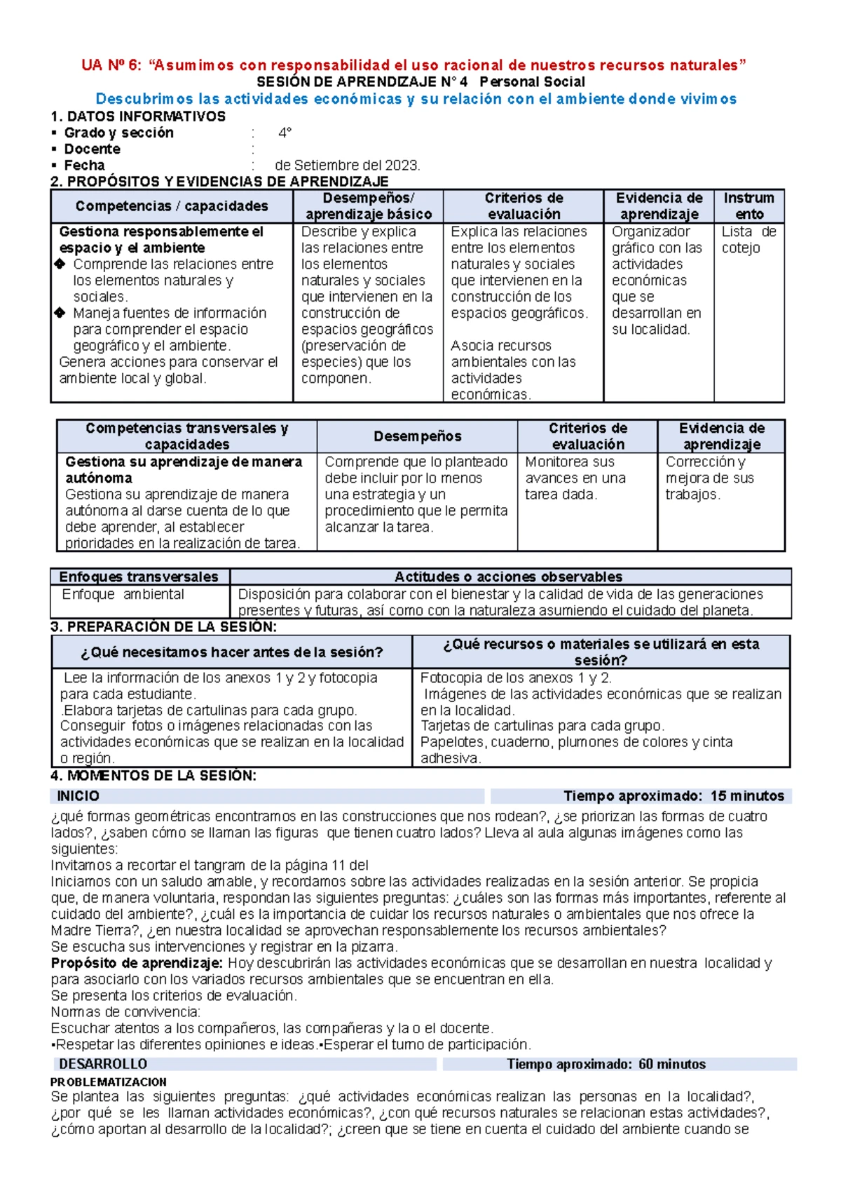 3ro Experiencia de Aprendizaje n°1 DPCC - EXPERIENCIA DE APRENDIZAJE N ...
