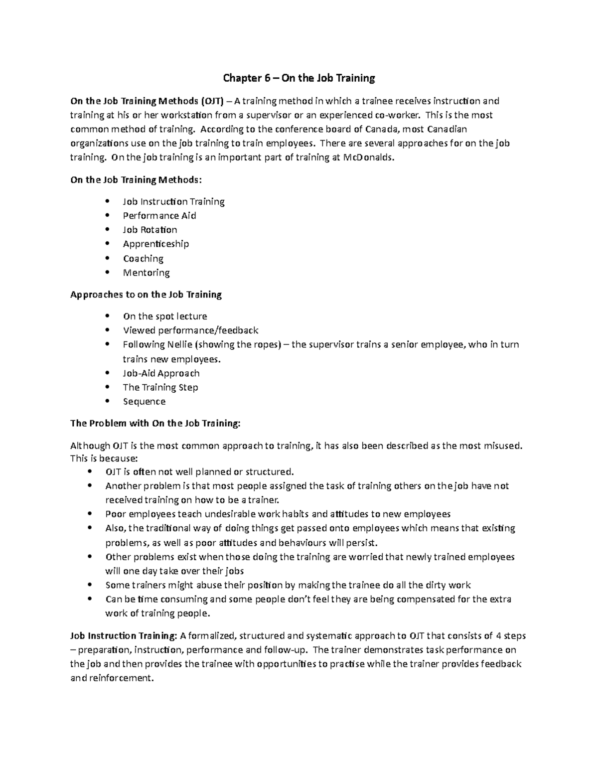 Notes - Chapter 6-13 - Training and Development Final Exam Prep ...