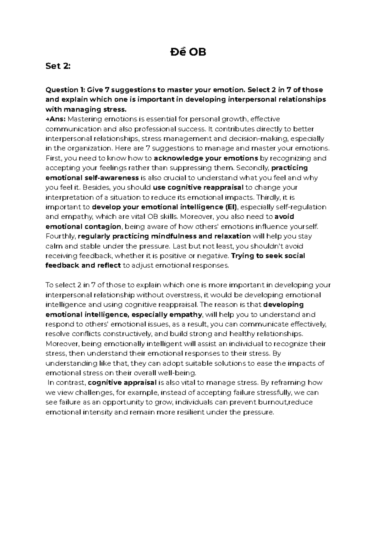 Midterm-OB: Mastering Emotions and Motivators in Interpersonal ...