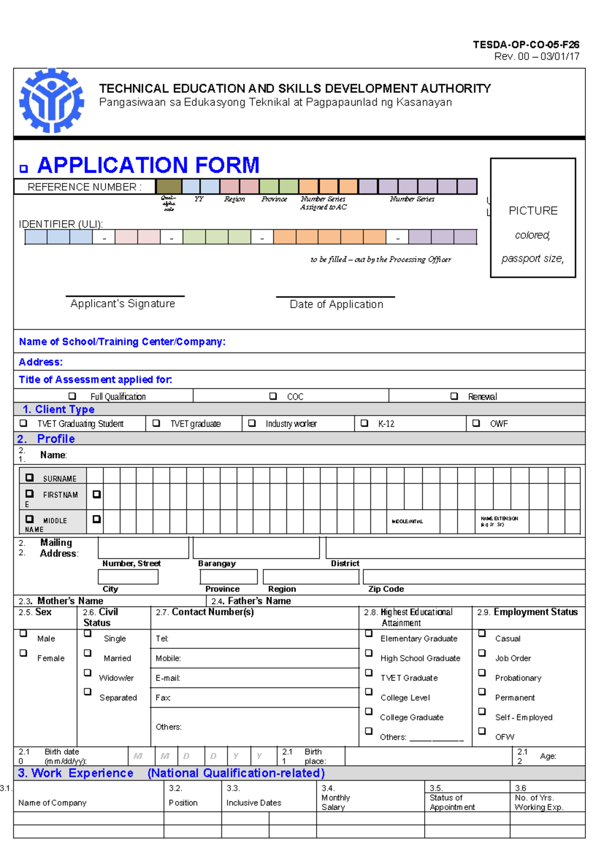 Application Form for Assessment - WebDev (Rev. 00) - Studocu