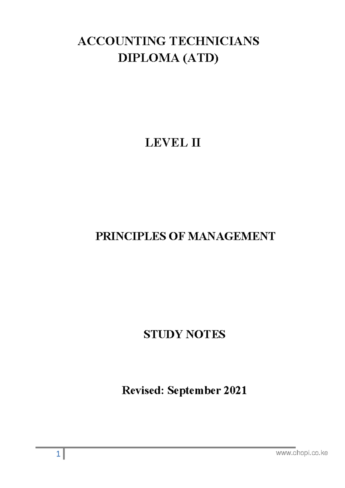 ATD Level II Principles of Management Study Notes - Revised 2021 - Studocu