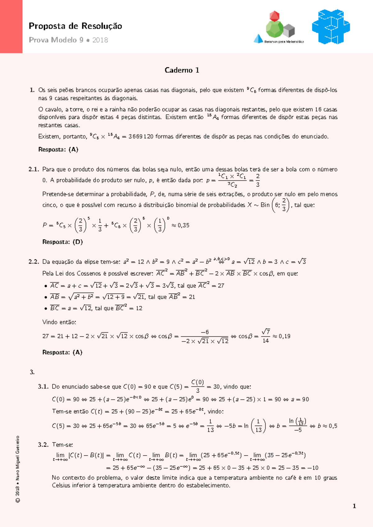 Prova Modelo 9 - Resolução Detalhada e Soluções Completa - Studocu