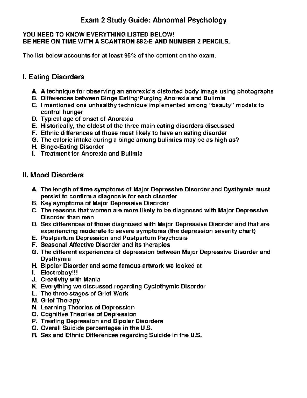 PSY401 Final Exam Study Guide: Key Topics in Abnormal Psychology - Studocu