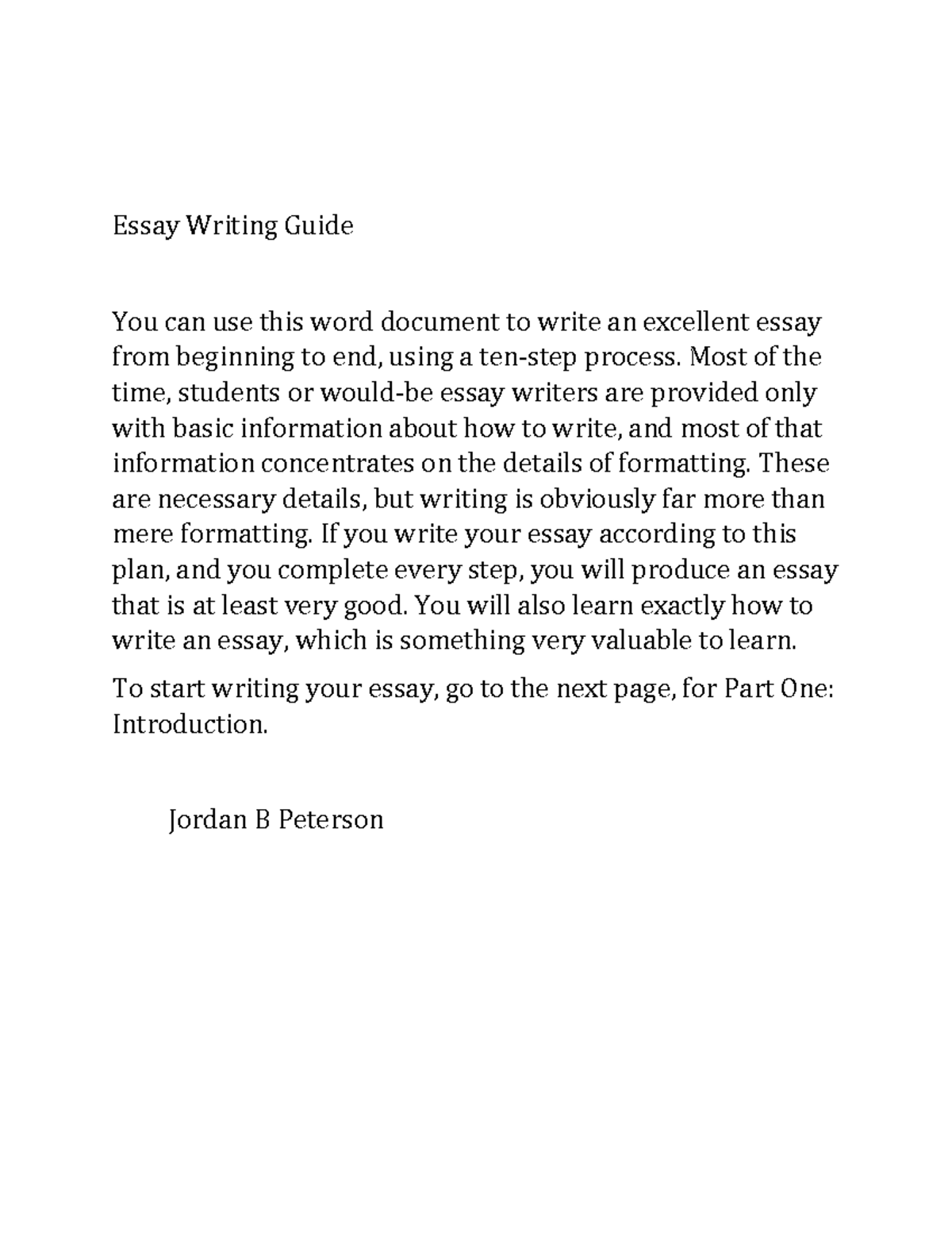 Jordan Peterson Essay Writing guide - Essay Writing Guide You can use ...