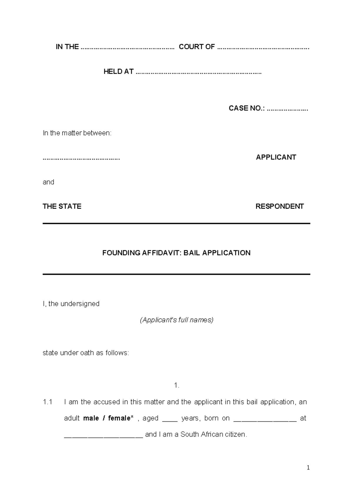 Heads Of Argument Example IN THE HIGH COURT OF SOUTH AFRICA GAUTENG 