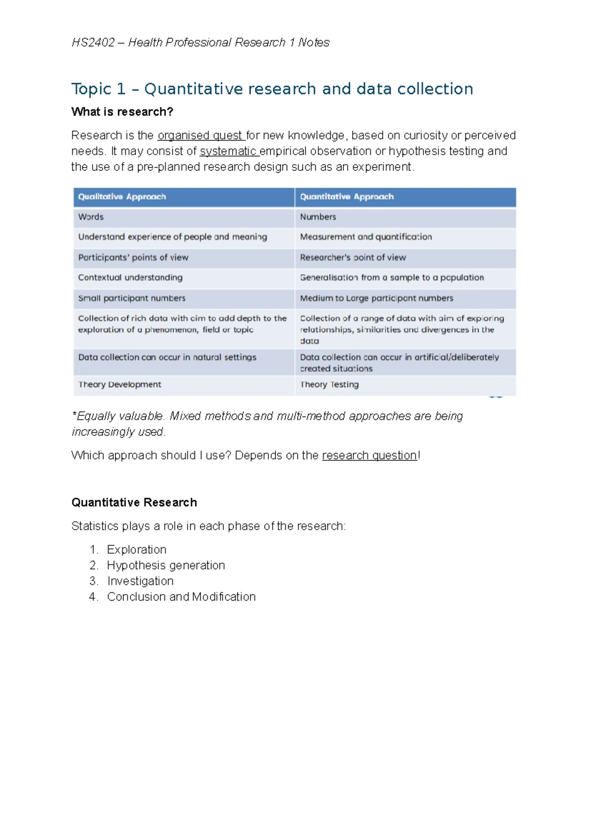 HS2402 Notes - Topics 1 - 5 - Topic 1 – Quantitative research and data ...