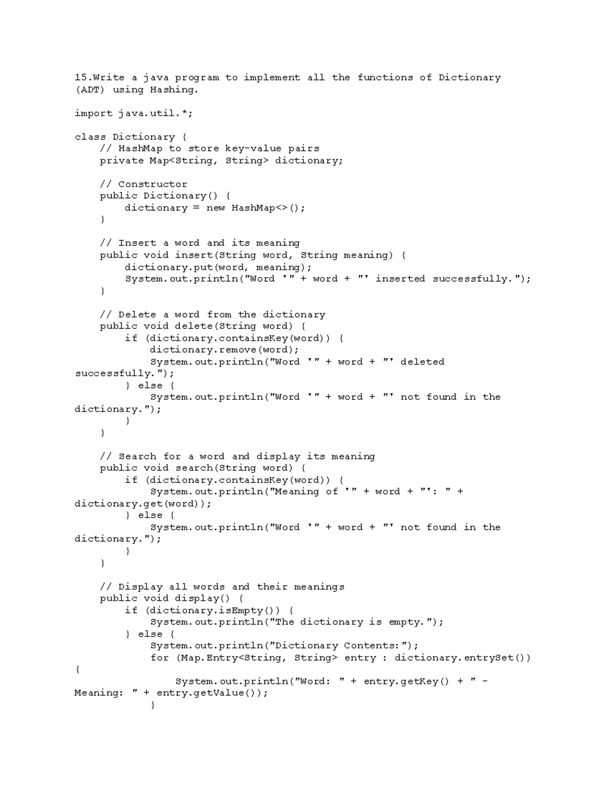 ADSlab - Lab manuel - 15 a java program to implement all the functions ...