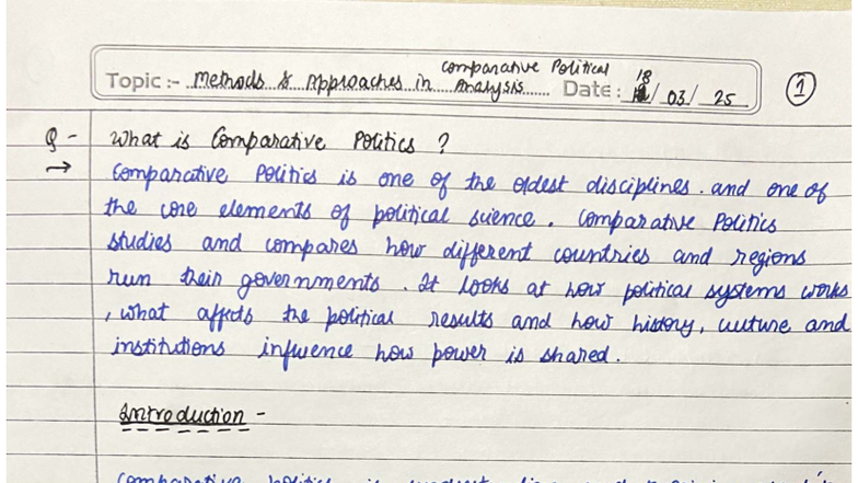 Comparative Political Methods: Approaches in Analysis (POL 101) - Studocu