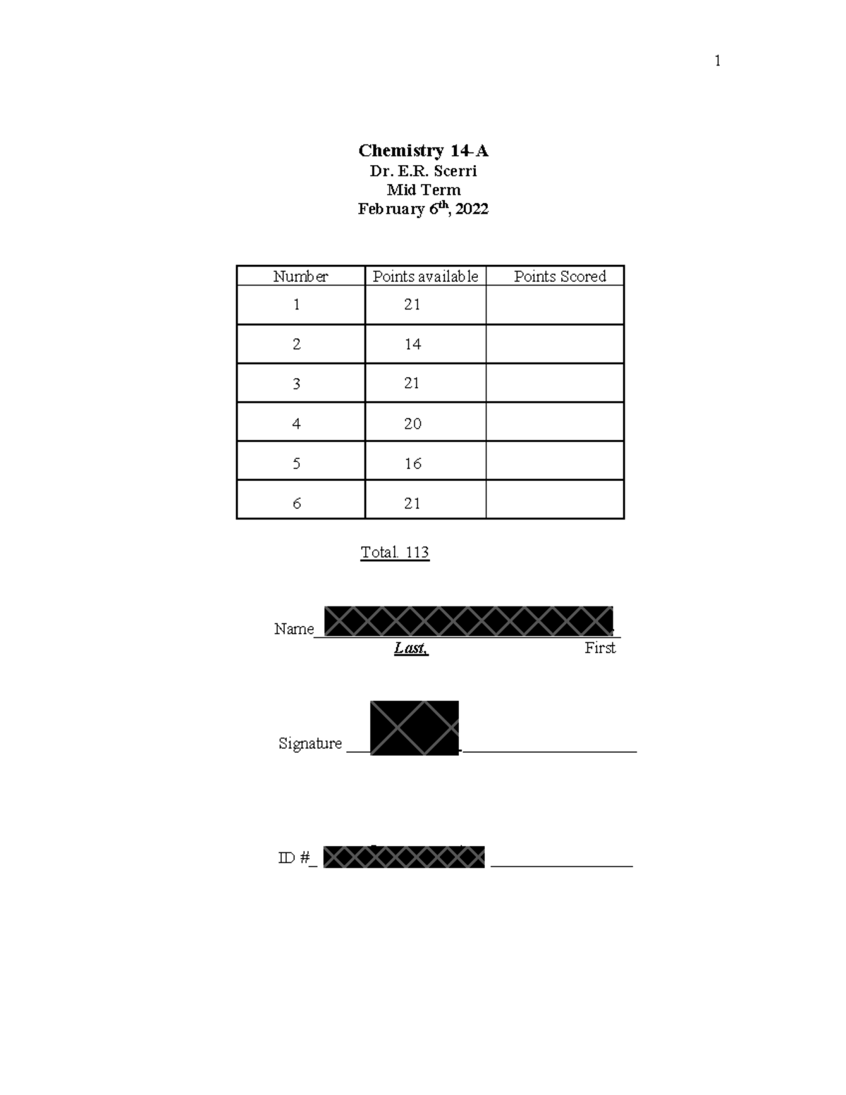 Chem 14A Midterm Exam - February 2022 Study Guide - Studocu