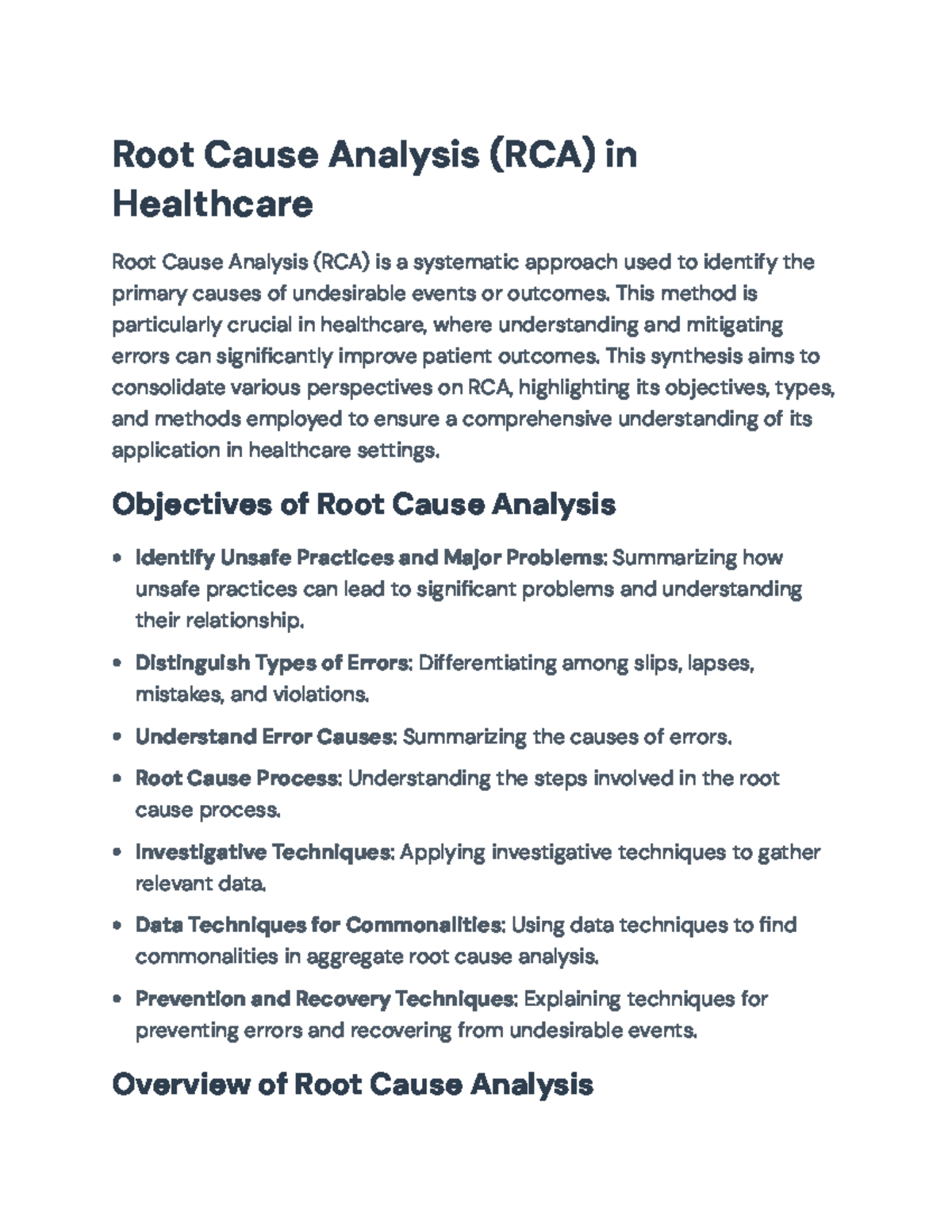 Root Cause Analysis (RCA) in Healthcare: Methods and Applications ...