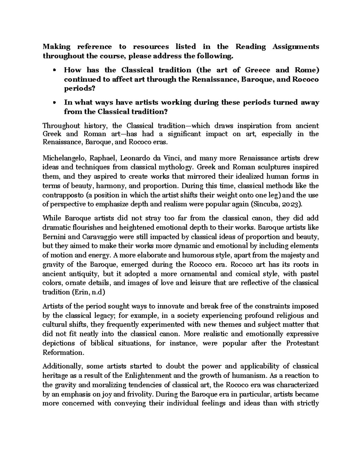 AHIST 1401 - UNIT 4 Learning Journal: Classical Tradition's Influence ...