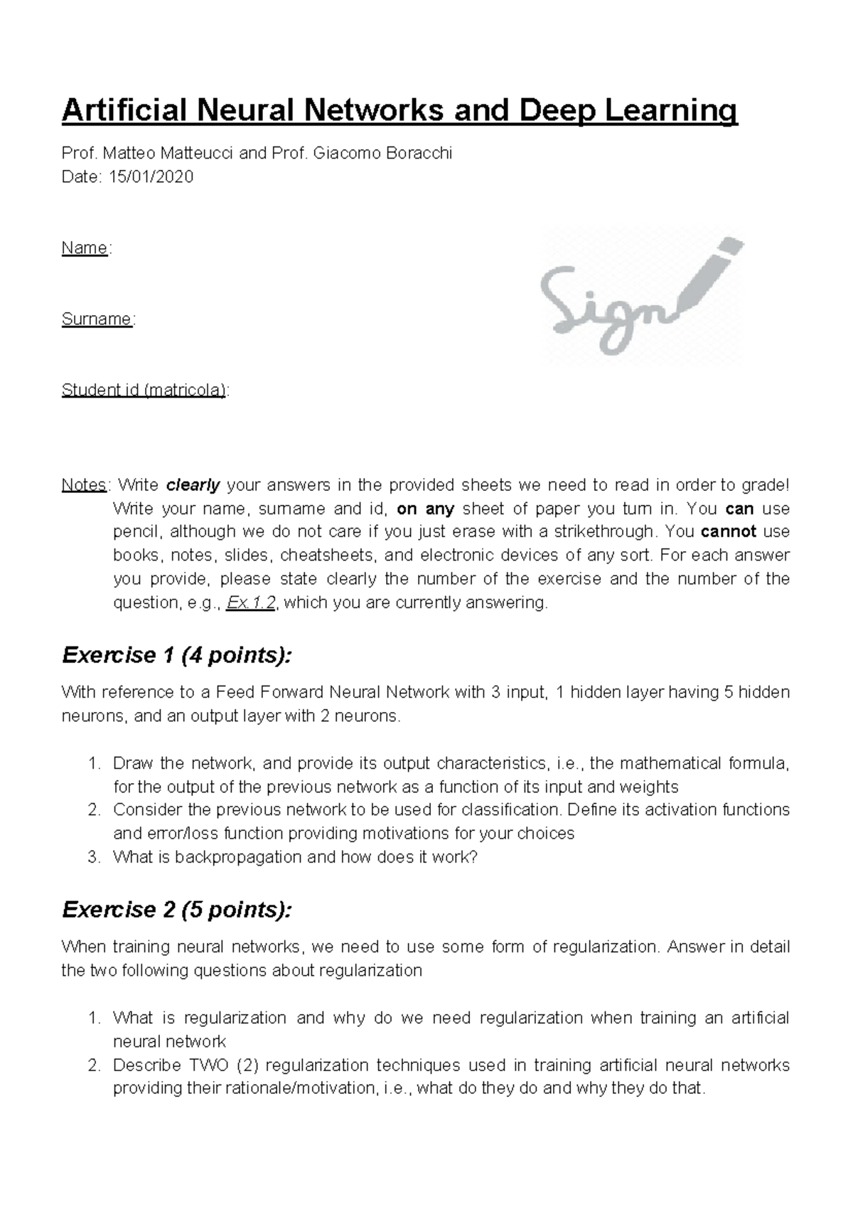 AN2DL Final Exam Example: Neural Networks and Deep Learning Exercises ...