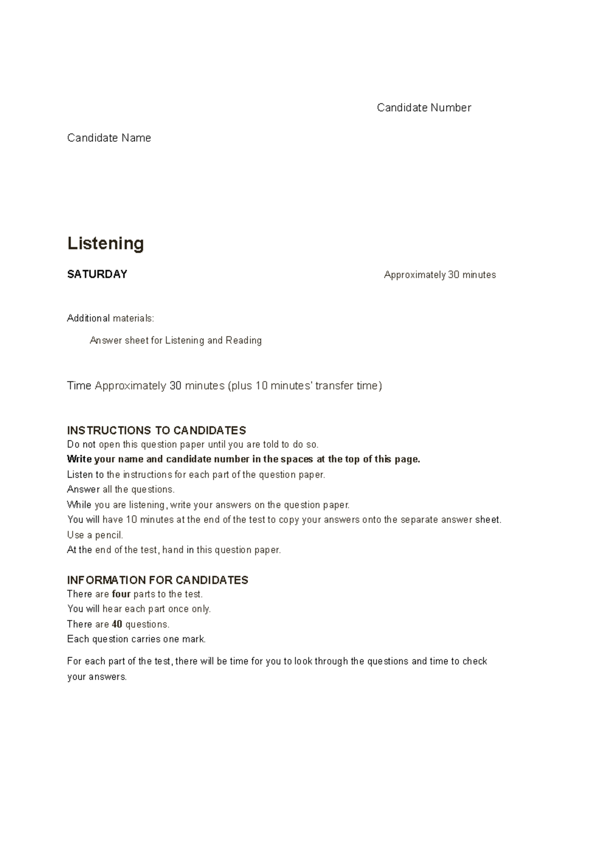 Test 2 - IELTS Listening Practice and Instructions - Studocu