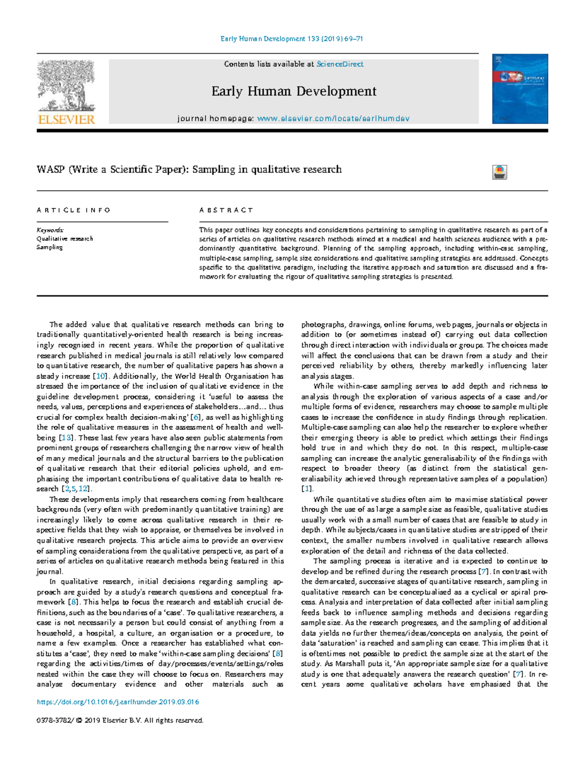 Qualitative Research Sampling Strategies in Health Sciences (133) - Studocu