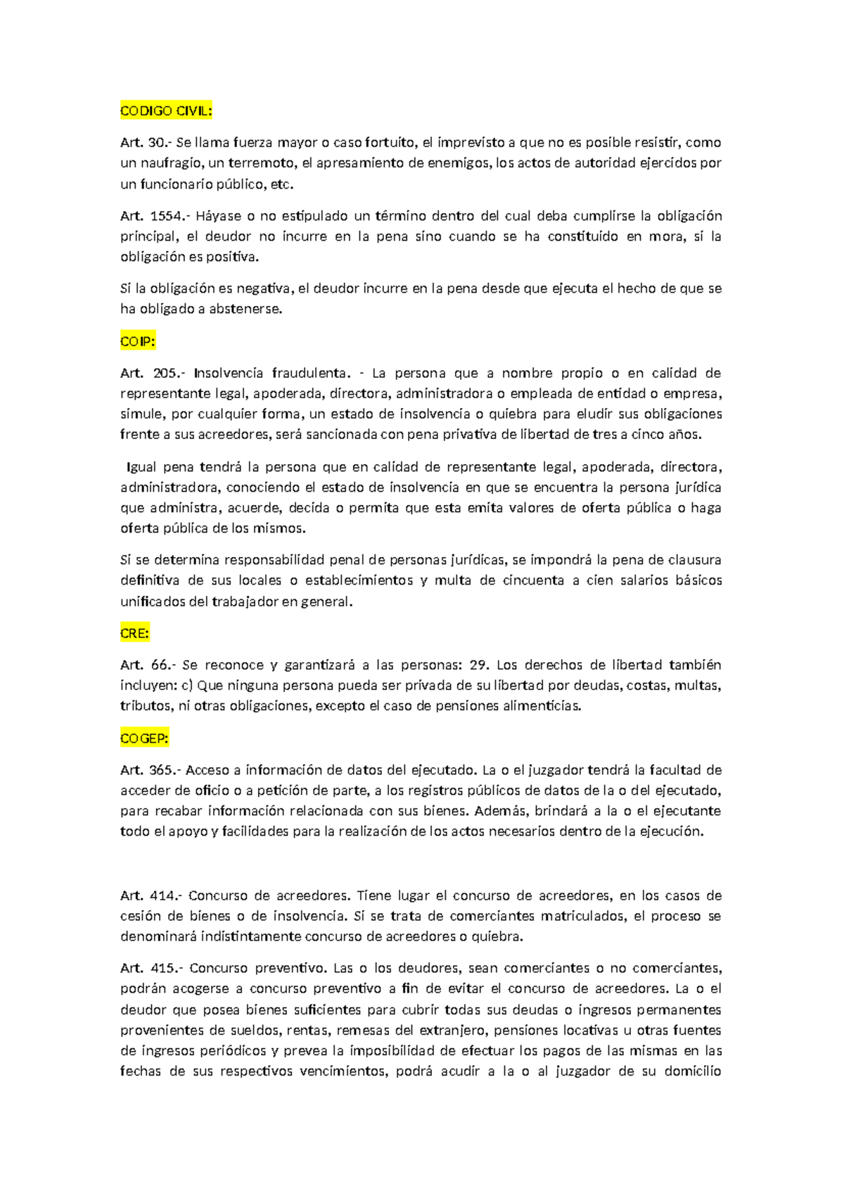 Estudio y Análisis del Código Civil Ecuatoriano: Artículos Clave - Studocu