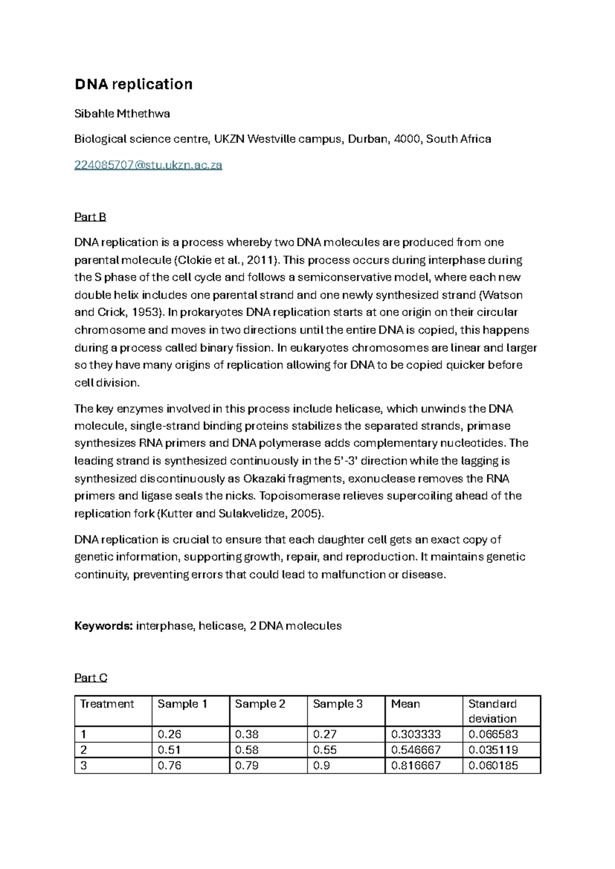 DNA Replication: Practical Report (Biological Science 224085707) - Studocu