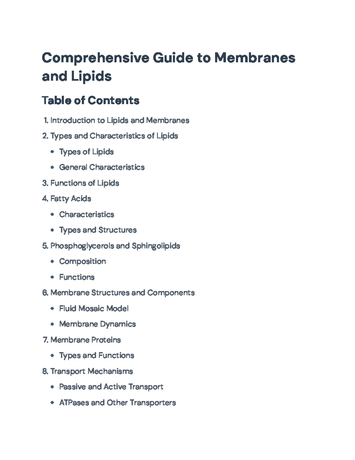 Comprehensive Guide to Lipids & Membranes: Functions and Transport ...