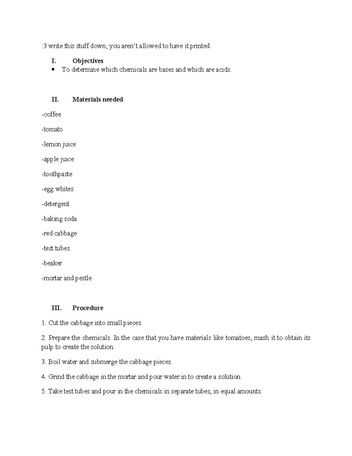 GBIO & CHEM Lab: Acid-Base Experiment Materials & Procedure Guide - Studocu