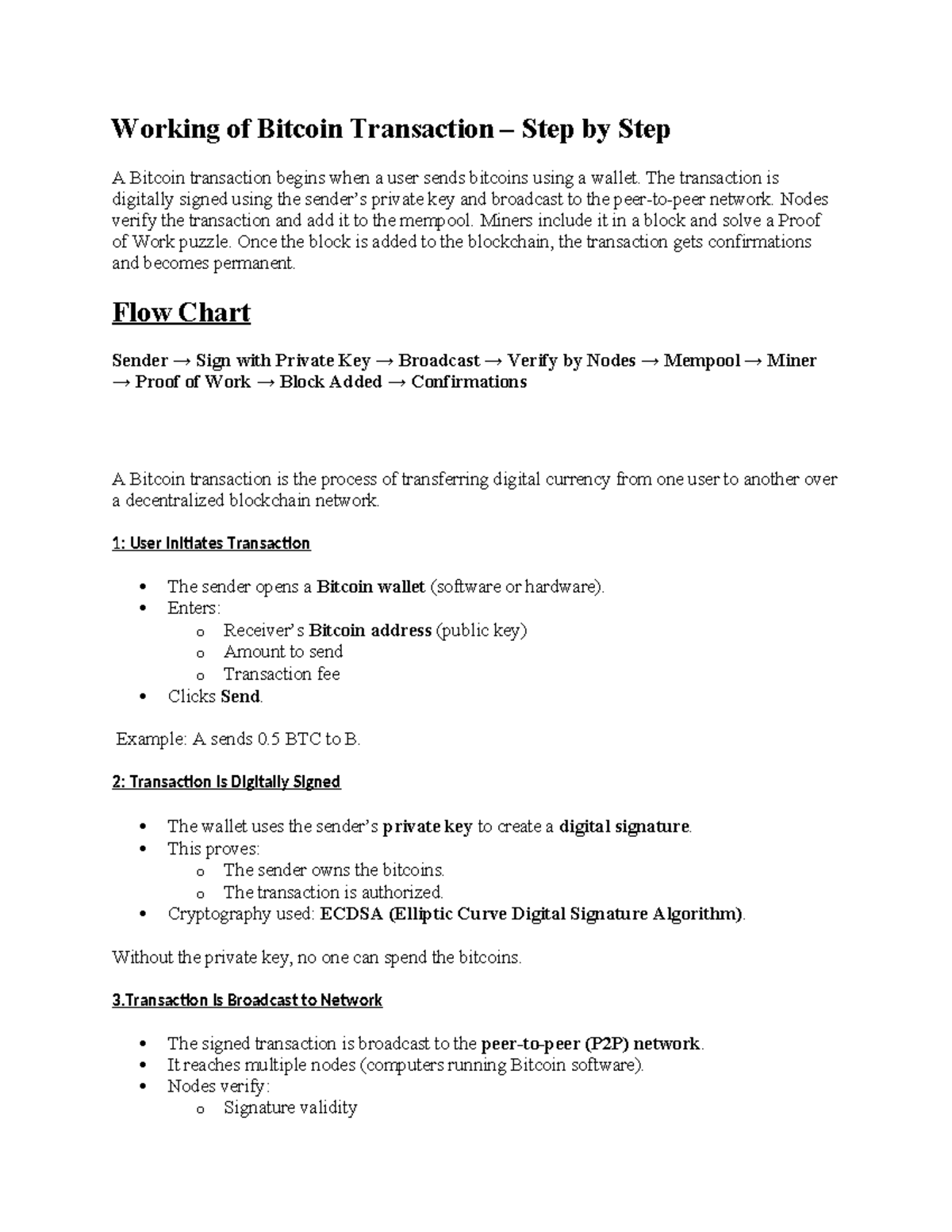Bitcoin Transaction Process Explained: Step-by-Step Guide - Studocu