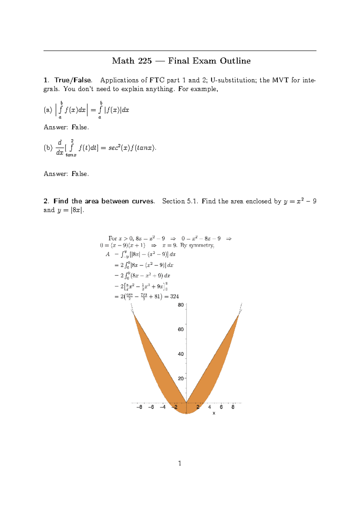 Math 225 Final Exam Study Outline: Key Concepts and Problems - Studocu