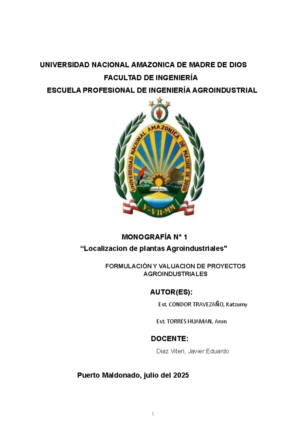 Localización de Plantas Agroindustriales: Análisis y Estrategias - 5825 - Document Preview